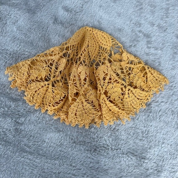 Lot of 2 Handmade Yellow Orange Crochet Doily Round Lace Table Centerpiece Decor - Picture 3 of 7